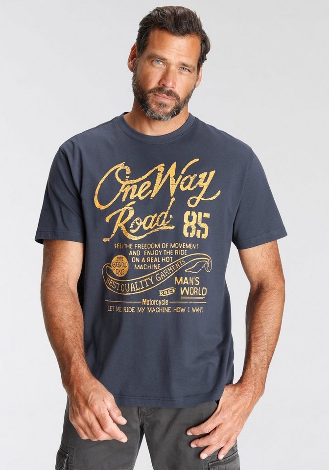 Man's World T-Shirt Kurzarm, Regular Fit, mit Print, Rundhals, im Used-Look von Man's World