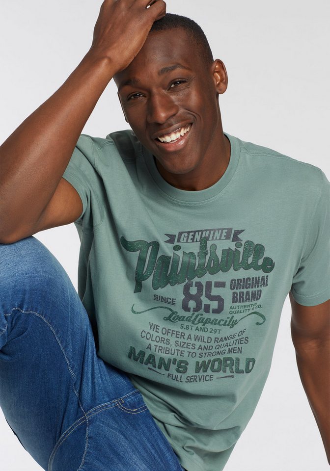 Man's World T-Shirt Kurzarm, mit stylischem Print, Rundhalsausschnitt, aus Baumwolle von Man's World