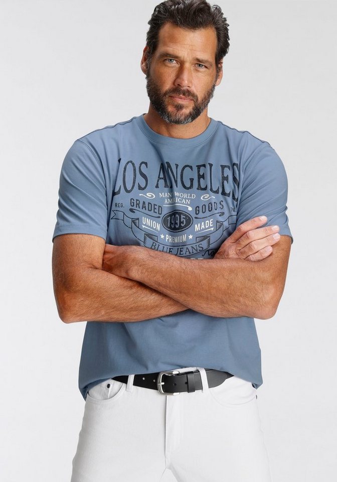 Man's World T-Shirt Kurzarm, mit Print, Rundhalsausschnitt, aus Baumwolle von Man's World