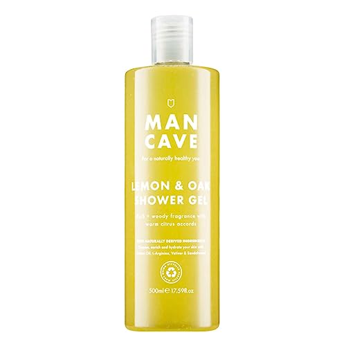 ManCave Duschgel Männer Lemon Oak, 500 ml Natürliche Formulierung - Duschgel Herren mit Zitronenöl, L-Arginin & Aloe Vera - Vegan, Tierversuchsfrei, Tube aus Recycling-Kunststoff - Hergestellt in GB von ManCave