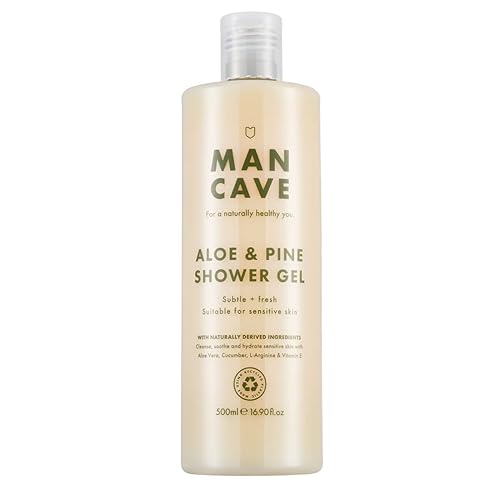 ManCave Duschgel Männer für Empfindliche Haut - Aloe und Kiefer 500 ML - Sulfatfrei und Natürlich, Vegan, Tierversuchsfrei, Recycelte Verpackung, Sensitiv Duschgel Herren von ManCave