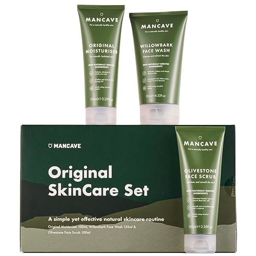 ManCave Original Hautpflege-Geschenkset für Herren, 3 wichtige Hautpflegeprodukte, Gesichtswaschmittel, Gesichtspeeling, Gesichtscreme, vegan, natürliche Rezepte, Recycling-Röhren ManCave Original Hautpflege-Geschenkset für Herren, 3 wichtige Hautpflegeprodukte, Gesichtswaschmittel, Gesichtspeeling, Gesichtscreme, vegan, natürliche Rezepte, Recycling-Röhren von ManCave
