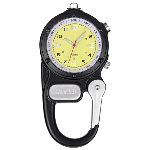 ManChDa Clip Uhr, Karabiner Uhr mit LED Taschenlampe Taschenuhr Leicht Lesen Multifunktionale FOB Uhr Quarz Leuchtende Analog Clip On Uhren Gürtelschlaufe für Ärzte Krankenschwestern Camping | Schwarz ManChDa Clip Uhr, Karabiner Uhr mit LED Taschenlampe Taschenuhr Leicht Lesen Multifunktionale FOB Uhr Quarz Leuchtende Analog Clip On Uhren Gürtelschlaufe für Ärzte Krankenschwestern Camping | Schwarz von ManChDa