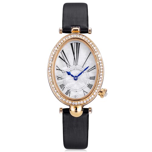 ManChDa Damenuhren für Frauen Perlenarmband Uhr Schmuck Perlmutt Zifferblatt Frauen Uhren Leder Geschenkbox Kristall Diamant Analog Quarz Bling Edelstahl Armbanduhr Muttergeschenk, B-a, von ManChDa