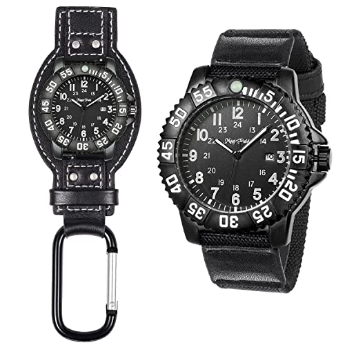 ManChDa Herren Armbanduhren Militär Schnellverschluss Nylonband Karabiner Tactical Watch Militär Analog Quartz Leuchtende Datum 5ATM Wasserdicht Armbanduhr Uhren für Outdoor Wandern Sport Camper von ManChDa