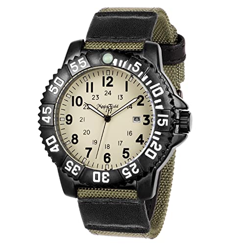 ManChDa Herren Armbanduhren Militär Schnellverschluss Nylonband Karabiner Tactical Watch Militär Quartz Leuchtende Datum 5ATM Wasserdicht Armbanduhr Uhren für Outdoor Wandern Sport Camper von ManChDa