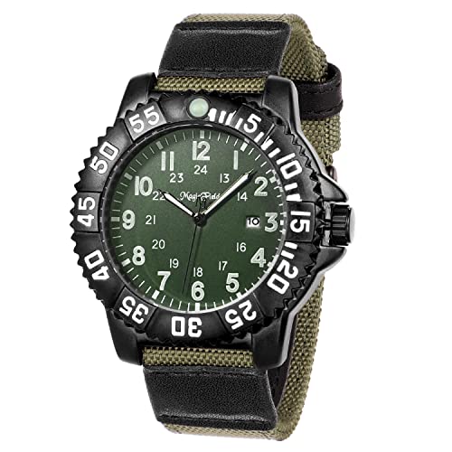 ManChDa Herren Armbanduhren Militär Schnellverschluss Nylonband Tactical Watch Militär Analog Quartz Leuchtende Datum 5ATM Wasserdicht Armbanduhr Uhren für Outdoor Wandern Sport Camper Off-White von ManChDa