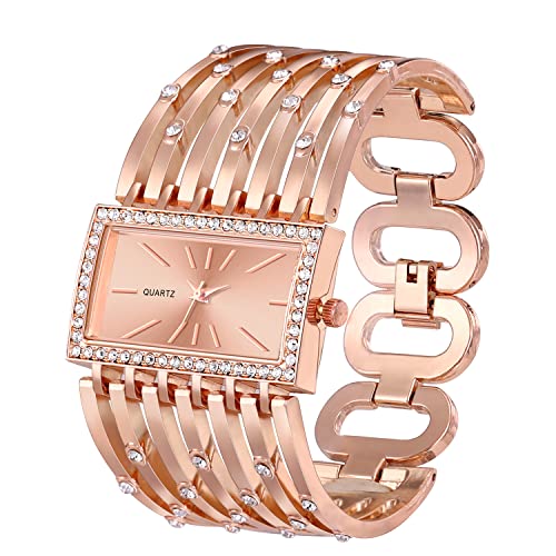 ManChDa Square Lady Diamond Armband Quarzuhr-Elegant und edel, geeignet für Business-Events, Partys und andere gesellschaftliche Anlässe (Roségold) von ManChDa