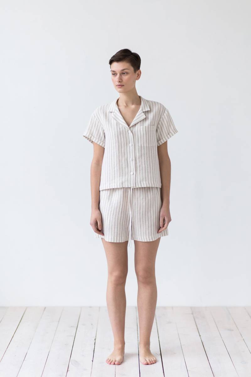 Versandfertig/Kurzarm Leinenkragen Hemden /Mits von ManInTheStudio