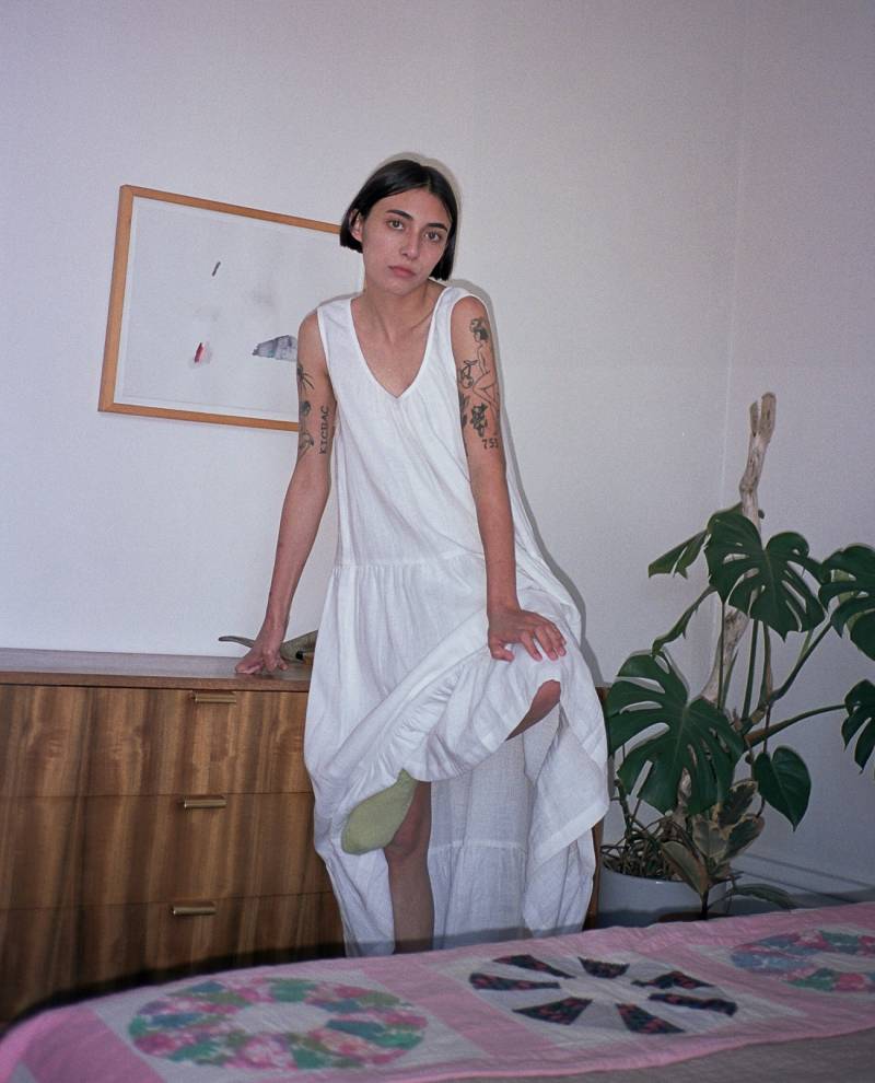 Versandfertig/Leinen Ärmelloses Kleid/Leinenkleid Mit Rüschensaum von ManInTheStudio