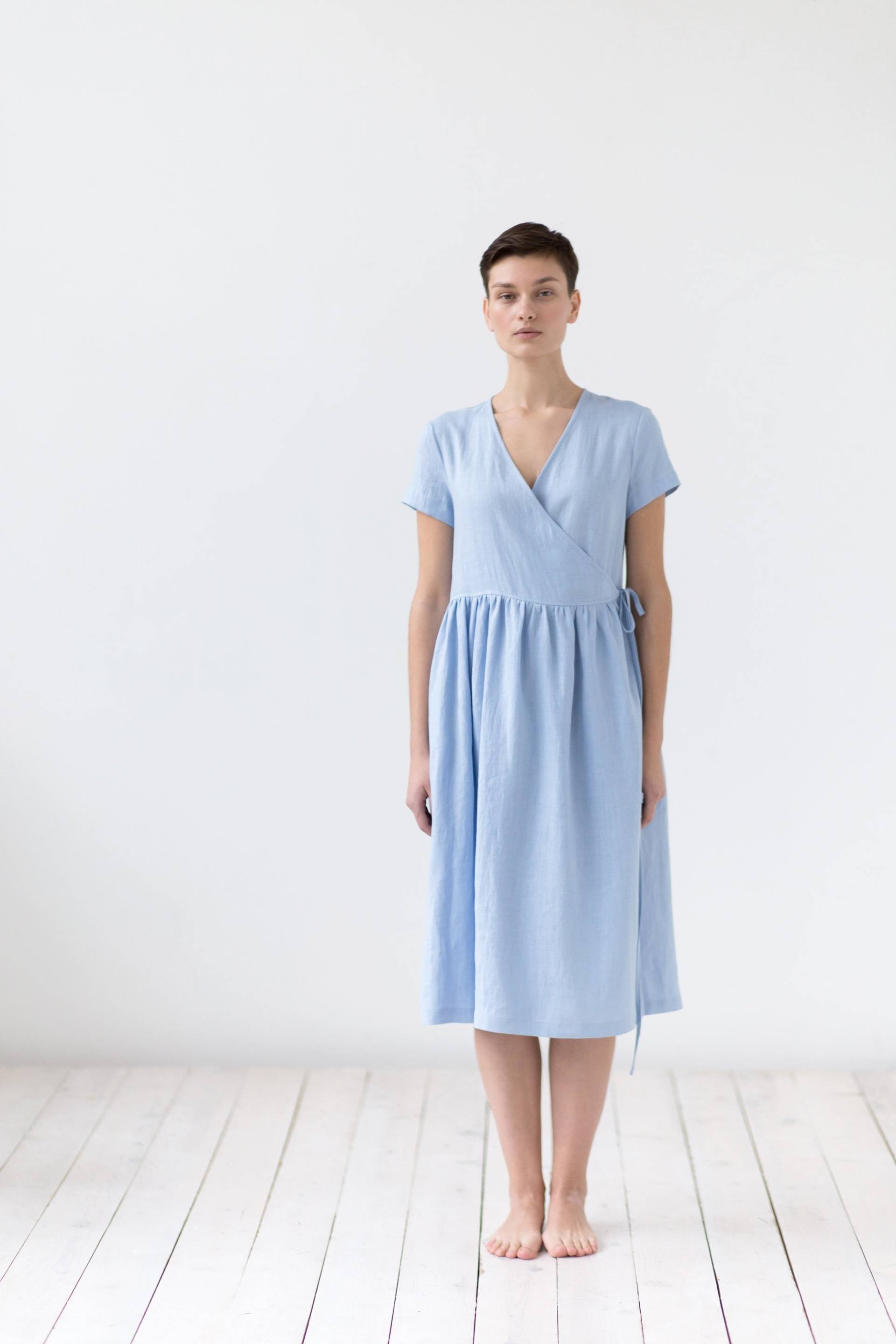 Versandfertig/Leinen Wickelkleid/Leinen Sommerkleid von ManInTheStudio