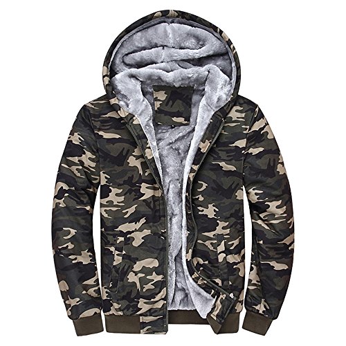 Dreamskull Kapuzenjacke Übergangsjacke Steppjacke Winterjacke Jacke Parka Baumwolle Camouflage Gefüttert mit Kapuze Fleece Militär Military Winter Mantel Warm Männer Herren (L) von ManMicaiJacke