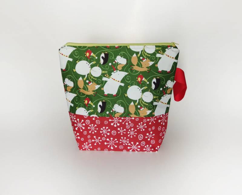 Mittelgroße Strick Projekt Tasche, Süße Tiere Festliche Weihnachten Stricken Tasche von ManaKori