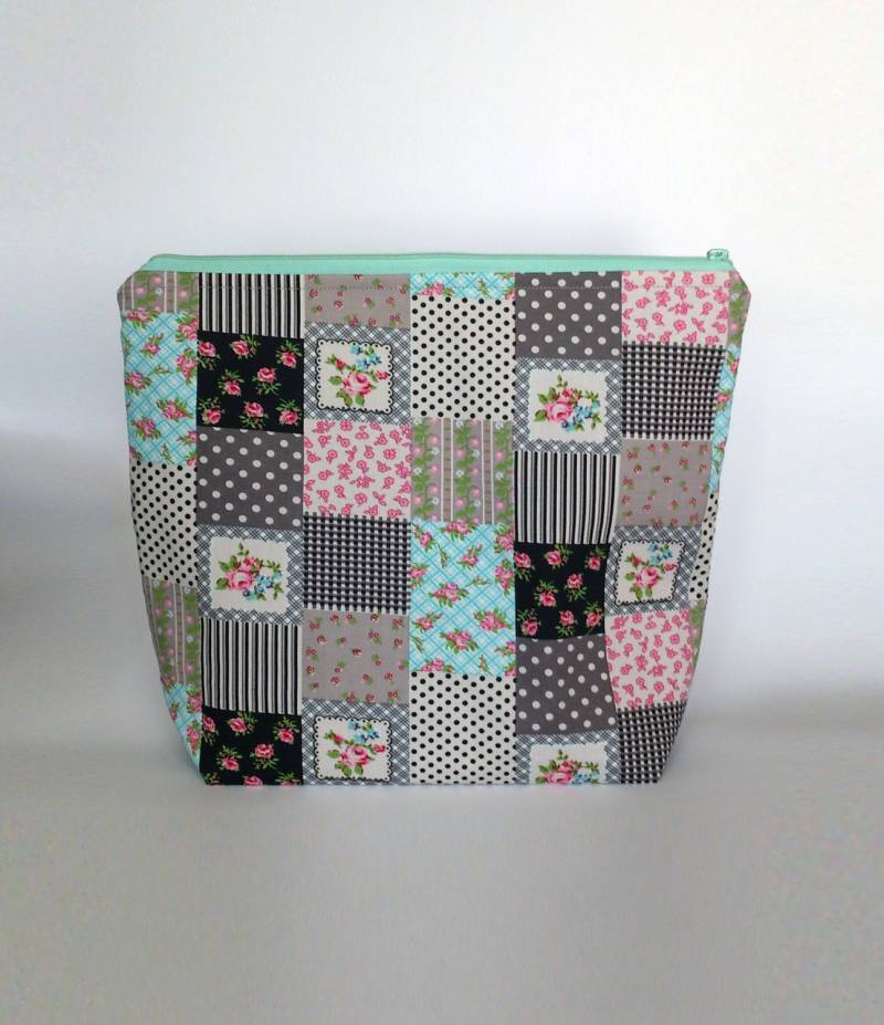 Patchwork Strickprojekt Tasche Baumwolltasche Mit Reißverschluss von ManaKori
