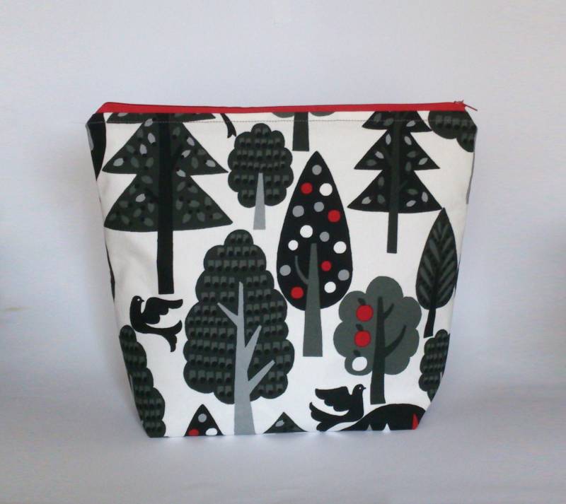 Trees Zipper Project Bag Kleine Stricktasche Aus Baumwolle von ManaKori