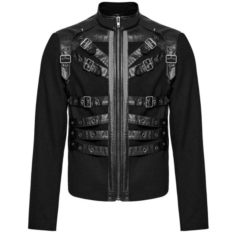 Men's Black Punk Biker Jacket With Eyelets, Jacket, Motorcycle Jacket von ManaalStudio