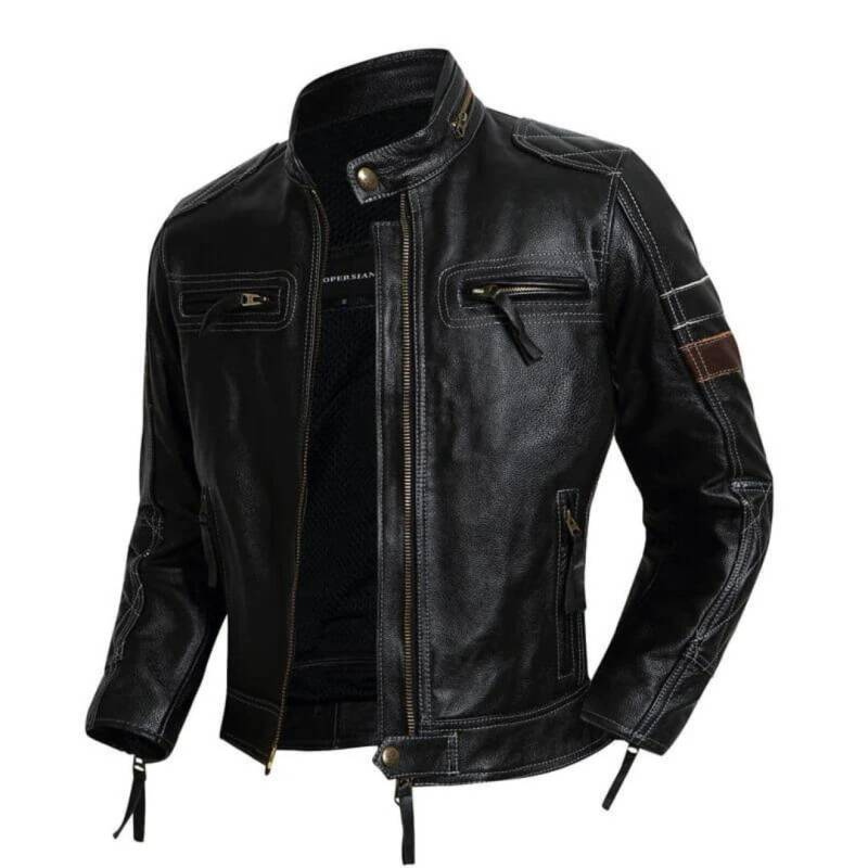 Men's Genuine High Quality Cowhide Leather Motorcycle Jacket With Zipper Pockets/Biker Apparel For Men von ManaalStudio