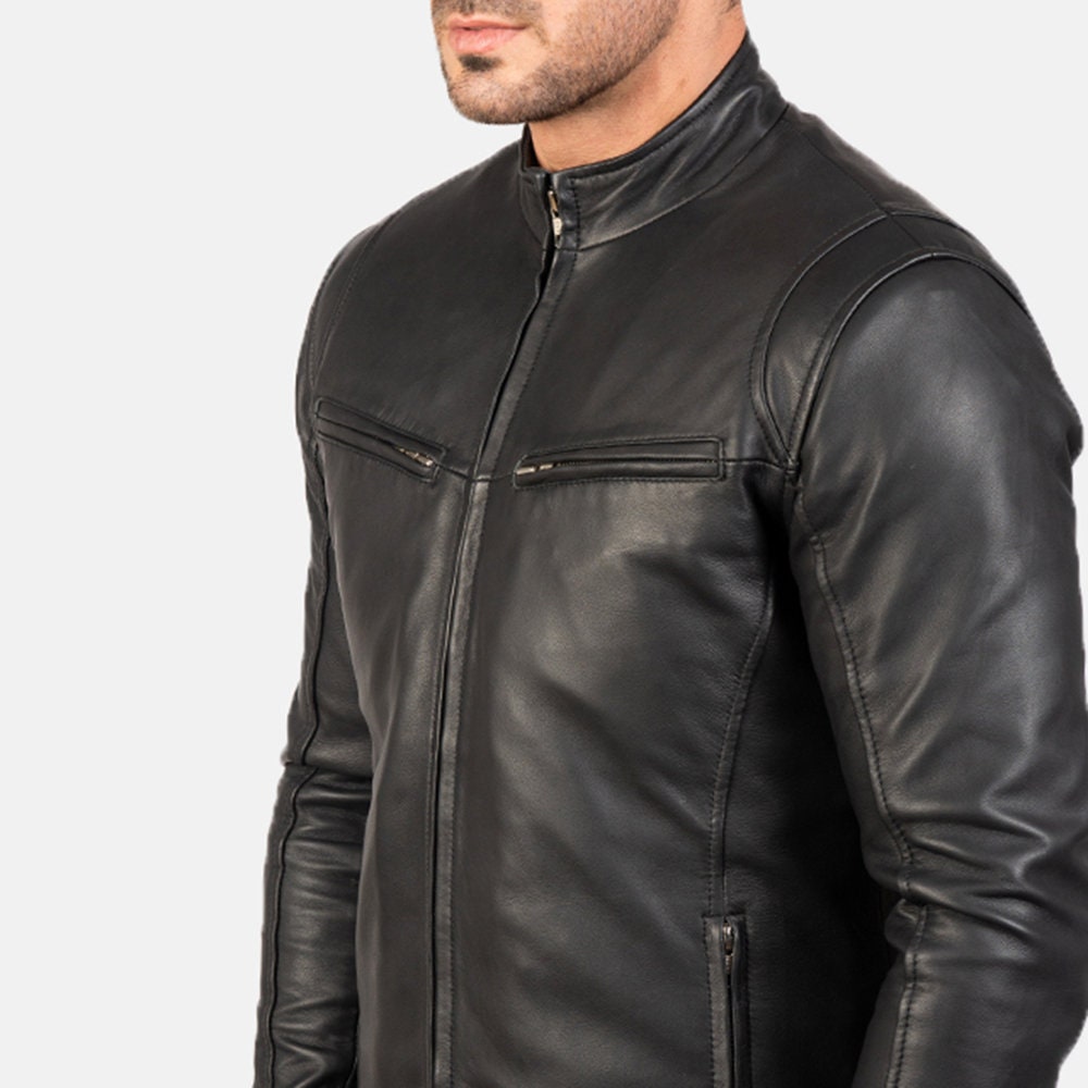 Vintage Ionic Black Leather Jacket For Men Vintage Ionic Black Leather Jacket For Men von ManaalStudio