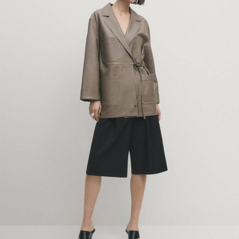 Women Leather Blazer With Drawstrings. Jacket von ManaalStudio