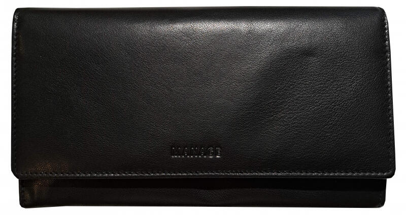 Manage - Manage Basic Visitbörse echt Rindleder schwarz Schwarz von Manage