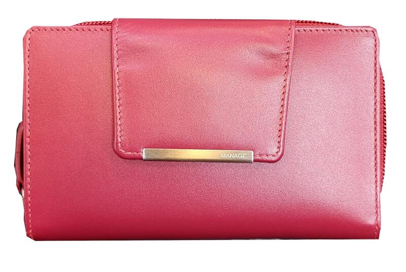 Manage - Manage RV-Börse groß RFID-Schutz echt Leder rot Rot von Manage