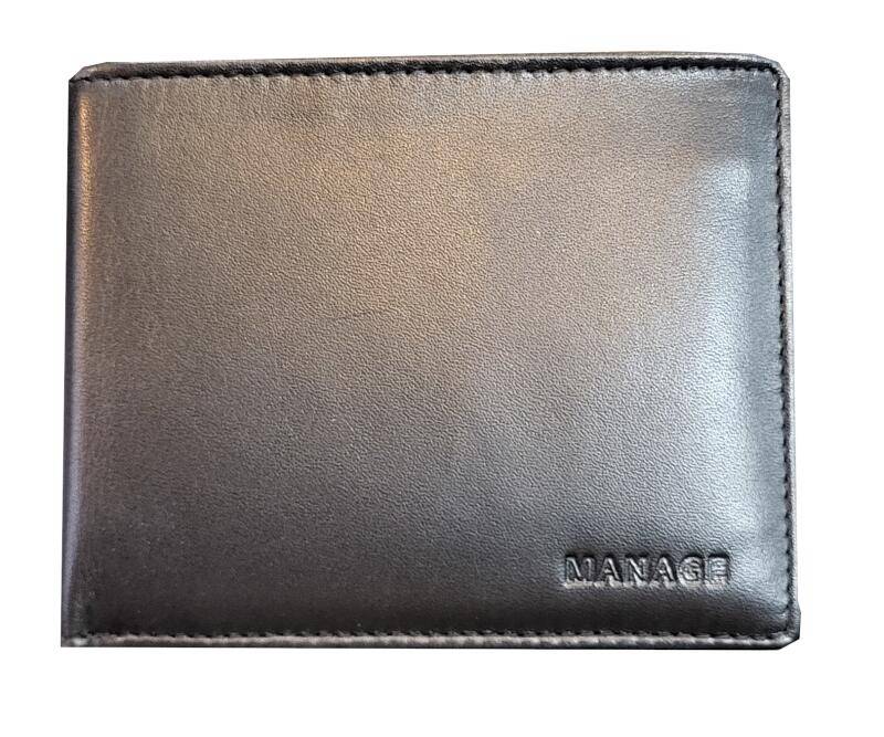 Manage - Manage Scheintasche Querformat RFID-Schutz echt Leder schwarz Schwarz von Manage
