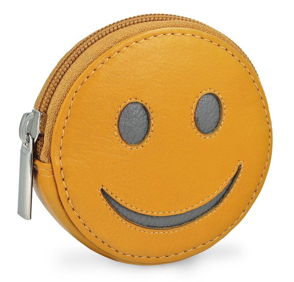 Manage Mini Geldbörse Smiley Portemonnaie mit Schlüsselring, Leder, Geldbeutel klein, für Kinder, Damen, Herren, Schlüsseletui von Manage