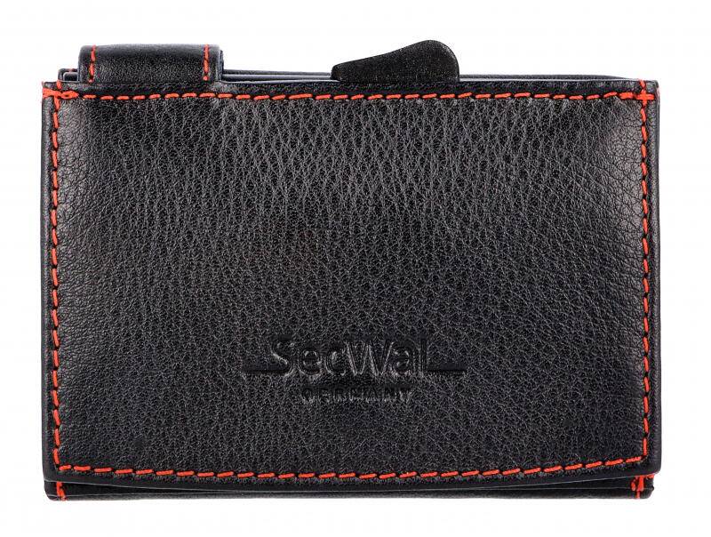 Manage - Secwal3 Kartenetui Geldbeutel Wiener Schachtel RFID Leder schwarz-rot Schwarz von Manage
