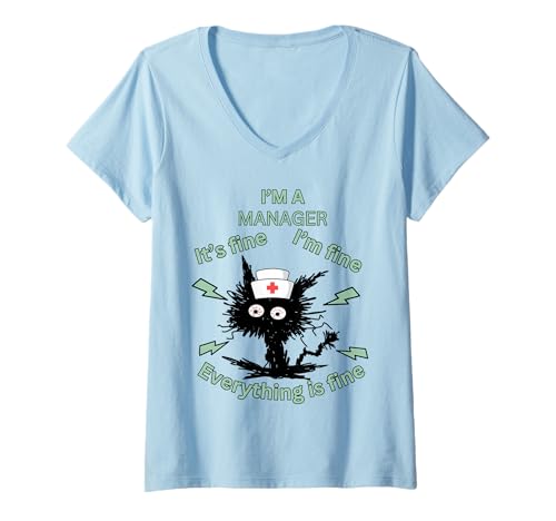 Damen Ich Bin EIN Manager Alles ist in Ordnung, Humor, Design, Arbeitskleidung T-Shirt mit V-Ausschnitt Damen Ich Bin EIN Manager Alles ist in Ordnung, Humor, Design, Arbeitskleidung T-Shirt mit V-Ausschnitt von Manager Humor Everything is Fine Vibe