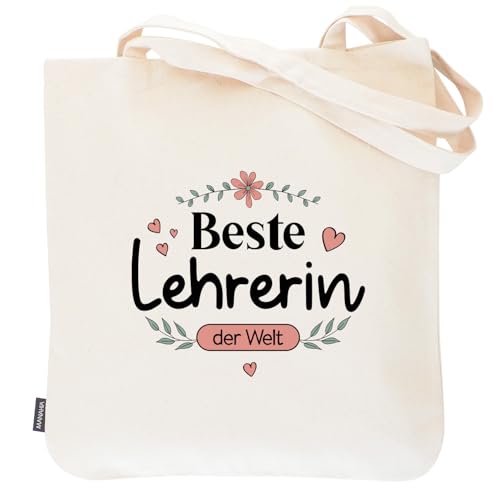 Manahia Tote Bag Lehrerin - Beste Lehrerin der Welt - 100% Baumwolle - Tasche Lehrerin - Schulabschluss Geschenk - beste Lehrerin - Lehrerin Geschenk - Danke Lehrerin - Grundschule von Manahia