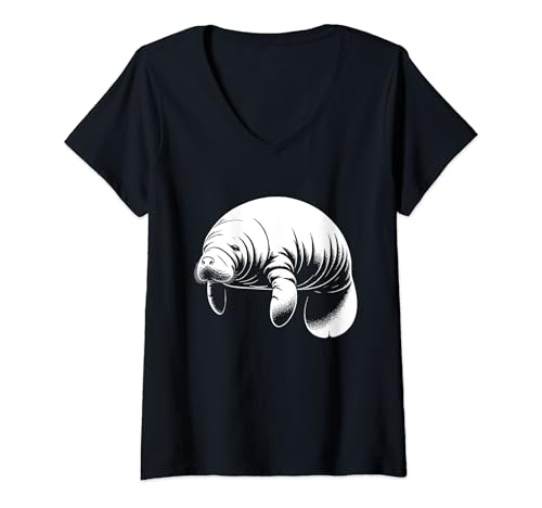 Damen Seekuh Dad Mom Lover - Monochromatischer Seekuh T-Shirt mit V-Ausschnitt Damen Seekuh Dad Mom Lover - Monochromatischer Seekuh T-Shirt mit V-Ausschnitt von Manatee Gift for Men, Women, Dad & Mom