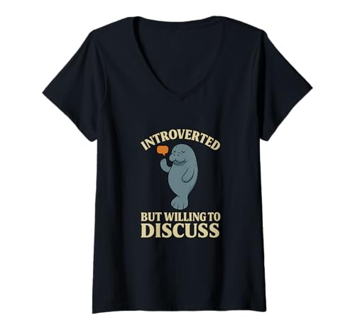 Damen Lustiges Manatee Introvertierter Humor sarkastisches Zitat T-Shirt mit V-Ausschnitt Damen Lustiges Manatee Introvertierter Humor sarkastisches Zitat T-Shirt mit V-Ausschnitt von Manatee Introvert Humor Sarcasm Quote Apparel