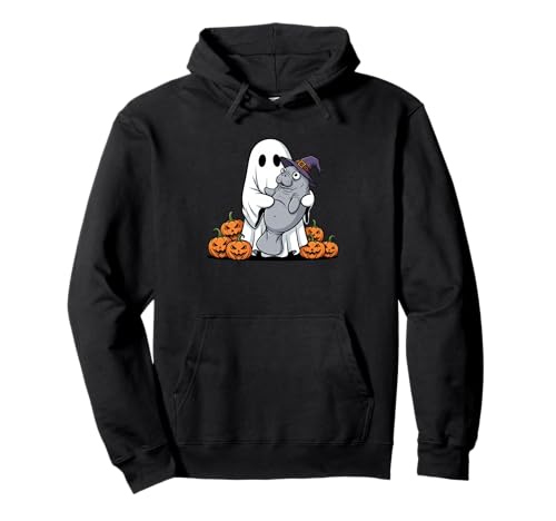 Lustiger Geist Seekuh Kürbis Halloween Kinder Herren Damen Pullover Hoodie von Manatee Lovers Cute Halloween Outfits for Boy Girl