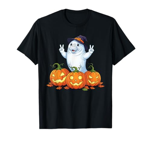 Lustiger Seekuh Geist Kürbis Boo Halloween Kinder Herren Damen T-Shirt Lustiger Seekuh Geist Kürbis Boo Halloween Kinder Herren Damen T-Shirt von Manatee Lovers Halloween Ghost Pumpkin Outfits
