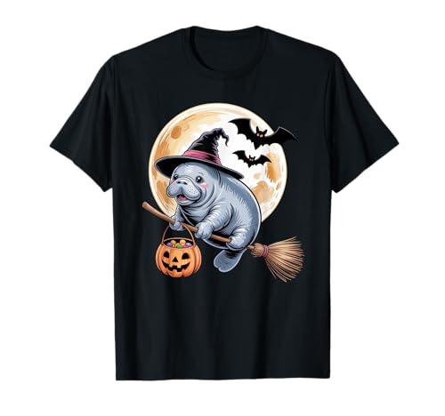 Manatee Hexenhut lustige Sea Kuh Halloween Kostüm Männer T-Shirt von Manatee Lovers Lazy Sea Cow Halloween Cool Tee