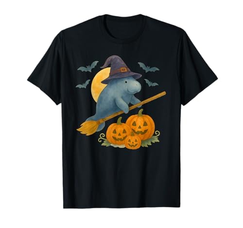 Seekuh Hexenhut Kürbis Halloween Kostüm Herren Damen Kinder T-Shirt von Manatee Witch