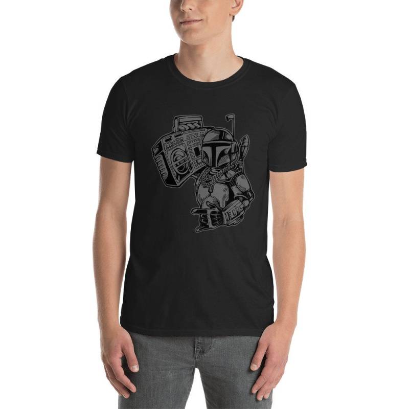 Boombox Krieger Roboter Dj Unisex Kurzarm T-Shirt von ManbirdDesign