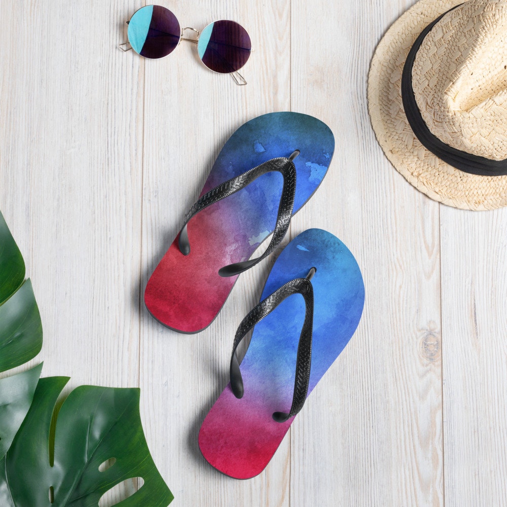 Handgemälde Stil-Designer Boho Psychedelic Flip-Flops von ManbirdDesign