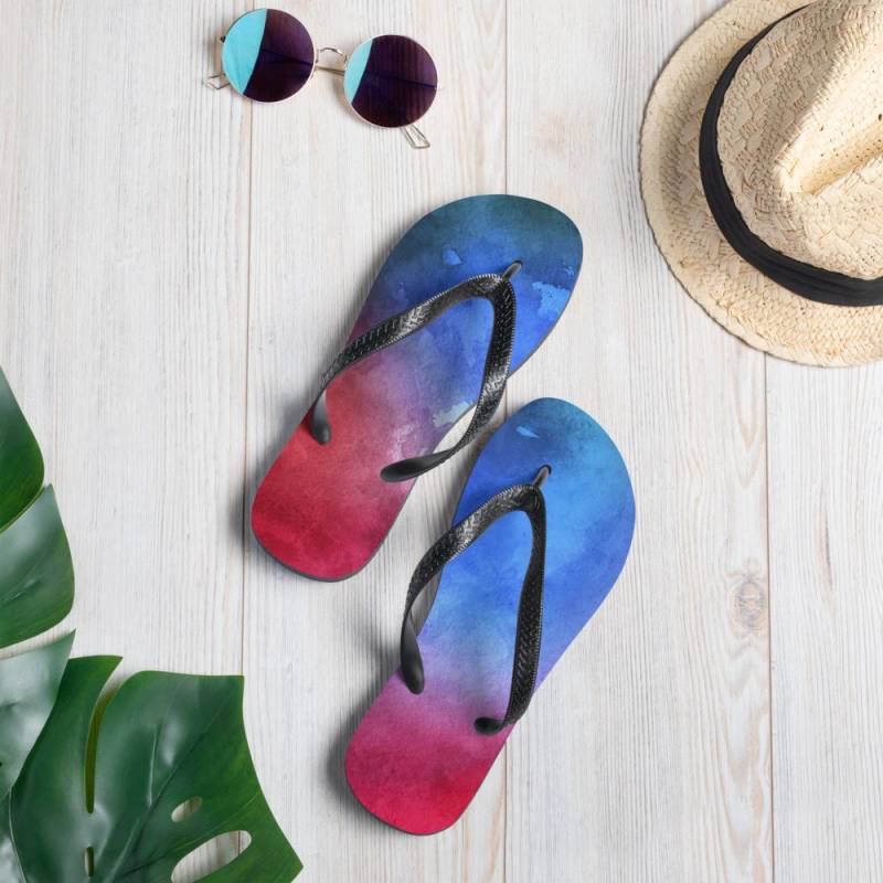 Handgemälde Stil-Designer Boho Psychedelic Flip-Flops von ManbirdDesign