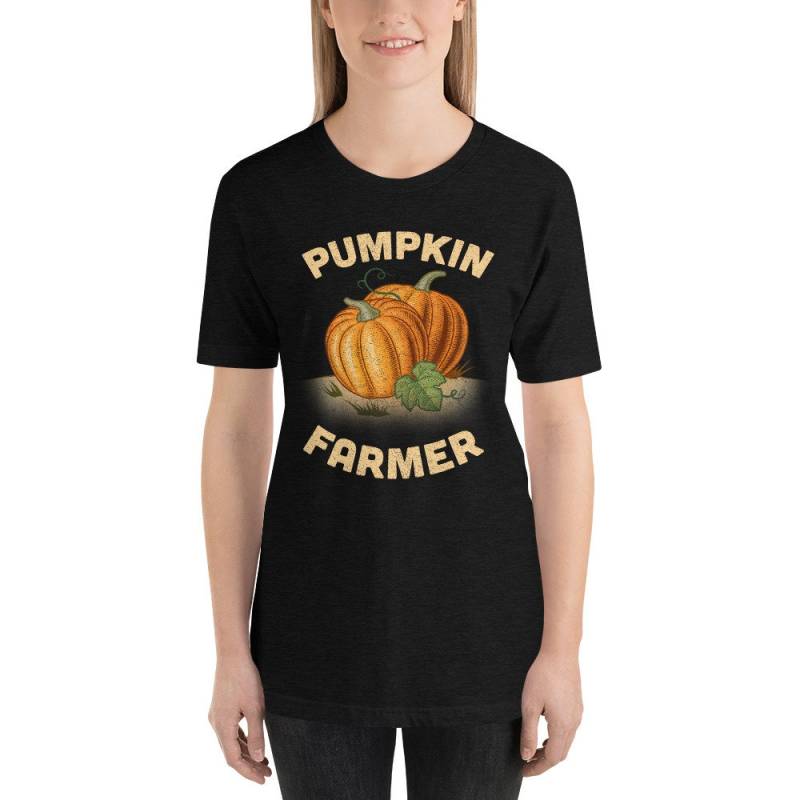 Kürbis Bauer, Züchter Und Knallgrün Kürbisse Jack O Lanner Laterne Kurzarm Unisex T-Shirt Für Halloween von ManbirdDesign