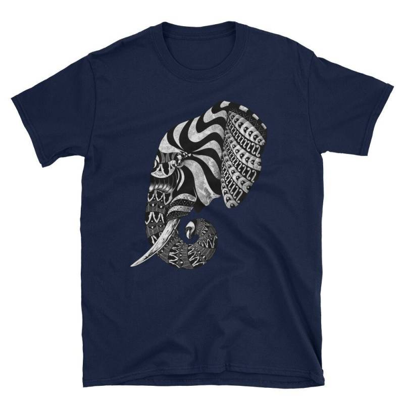 Verzierte Ornamentalen Mehndi Spirituelle Elefant - Henna Stil Tuschezeichnung Gefährdet Schöne Elefant-Kurzarm Unisex T-Shirt von ManbirdDesign