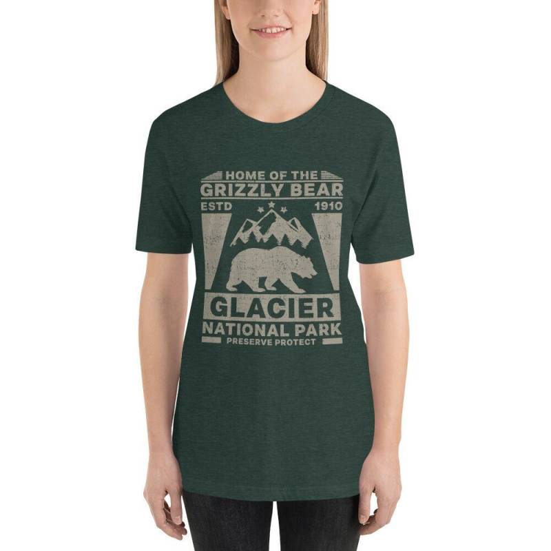 Vintage-stil Glacier National Park Shirt, Schützen Die Grizzlys Park, Wo Der Grizzlybär Kurzarm-Unisex T-Shir Vintage-stil Glacier National Park Shirt, Schützen Die Grizzlys Park, Wo Der Grizzlybär Kurzarm-Unisex T-Shir von ManbirdDesign