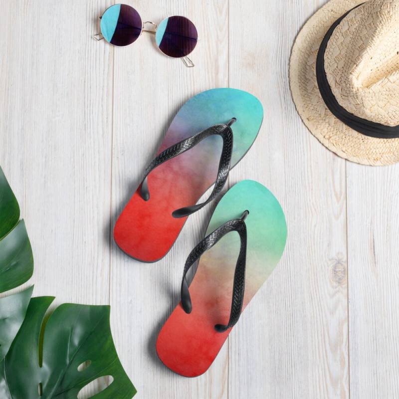 Wild Eclectic Psychedelic Watercolor Designer Flip-Flops Wild Eclectic Psychedelic Watercolor Designer Flip-Flops von ManbirdDesign