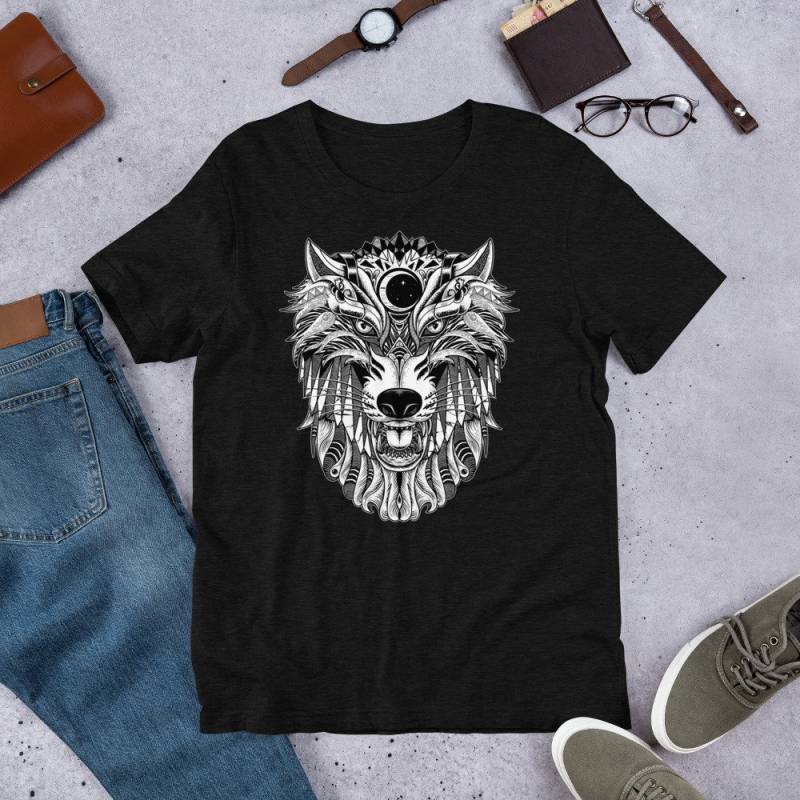 Wolf Totem Für Liebhaber Und Spirit, Schutz Gefährdeter Wölfe Kurzarm Unisex T-Shirt von ManbirdDesign