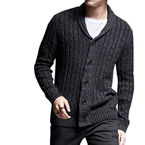 Manbozix Strickjacken für Herren Gestrickte Cardigan Langarm Übergangsjacke V-Ausschnitt Grau XL von Manbozix