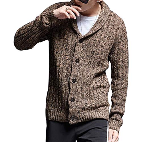 Manbozix Strickjacken für Herren Gestrickte Cardigan Langarm Übergangsjacke V-Ausschnitt Braun 2XL von Manbozix