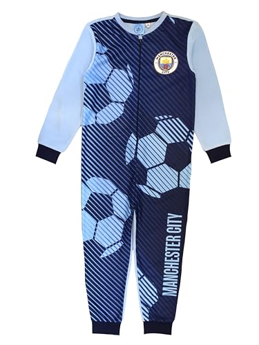 Manchester City F.C. Jungen Einteiler Schlafstrampler All in One Pyjama Alter 7-14 Jahre, blau, 13-14 Years von Manchester City FC