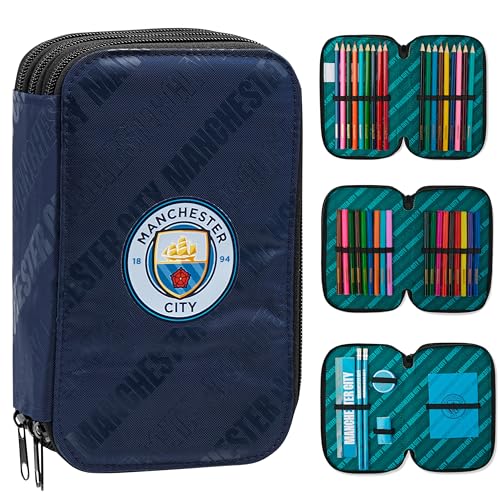 Manchester City FC Federmäppchen Jungen, Gefülltes Dreifach Mäppchen - Fussball Geschenke Jungen Manchester City FC Federmäppchen Jungen, Gefülltes Dreifach Mäppchen - Fussball Geschenke Jungen von Manchester City FC