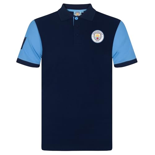 Manchester City FC - Herren Polo-Shirt Vereinswappen - Offizielles Merchandise - Dunkelblau mit Kontrastärmeln - XXL Manchester City FC - Herren Polo-Shirt Vereinswappen - Offizielles Merchandise - Dunkelblau mit Kontrastärmeln - XXL von Manchester City FC