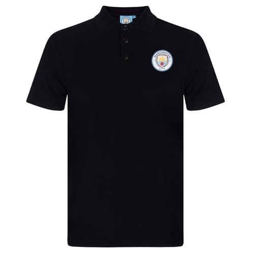 Manchester City FC - Herren Polo-Shirt Vereinswappen - Offizielles Merchandise - Schwarz - XL von Manchester City FC